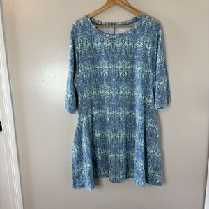 UV Skinz UPF 50+ Swim Dress Blue Cover Up Shirtdress Quick Dry Sz 3X